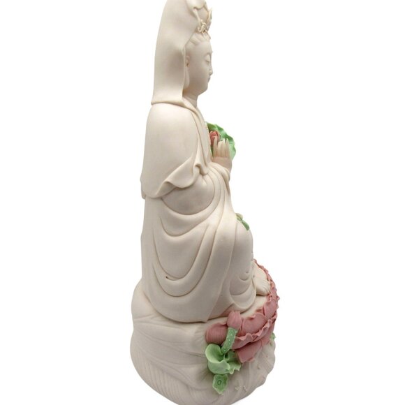 BUDDHA Sitting on a LOTUS Base Hand-Painted Ceramic 18" Tall - Picture 4 of 8
